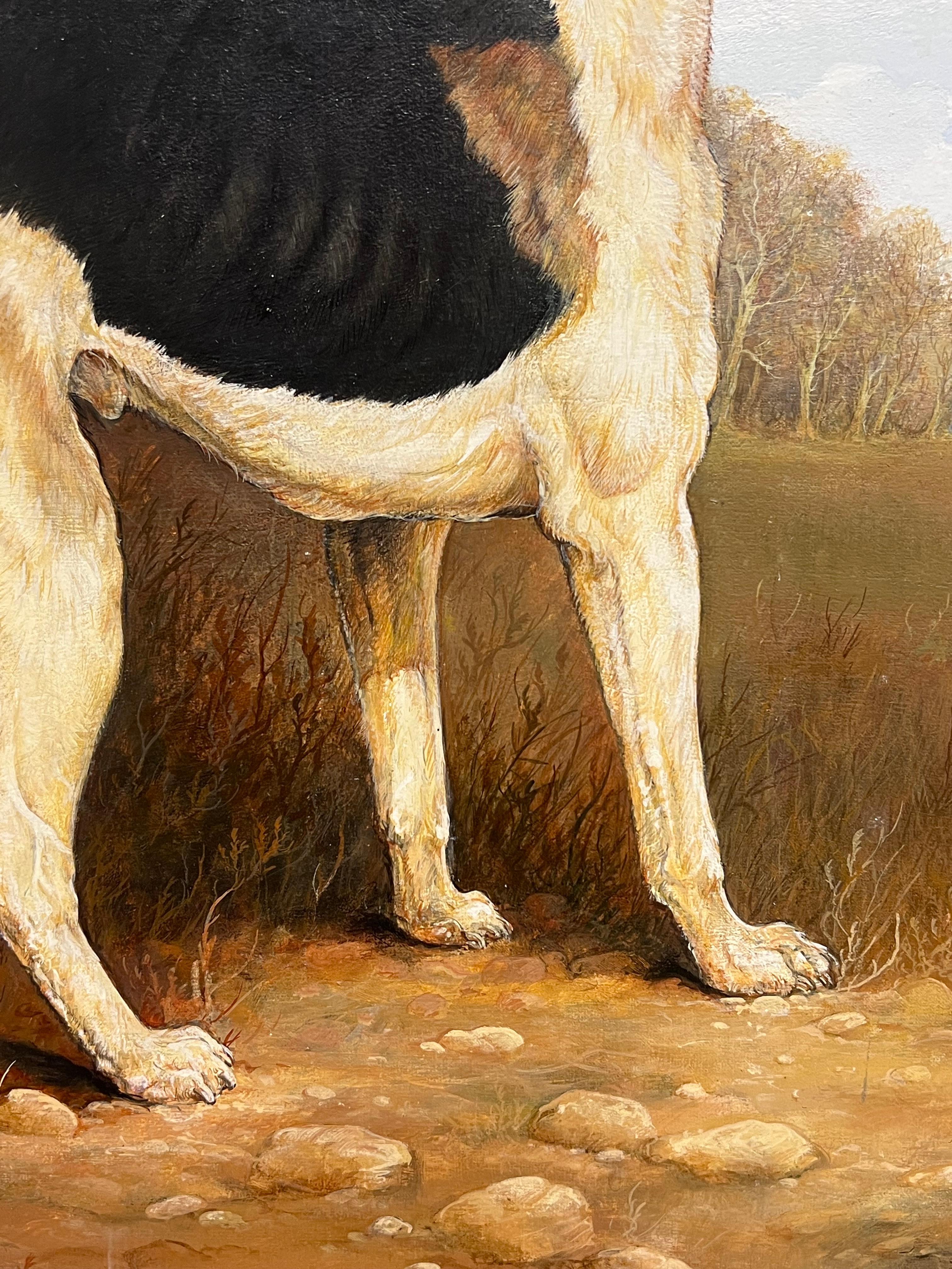 Gran cuadro al óleo British Sporting Art Country House Retrato de sabueso de caza en venta 1
