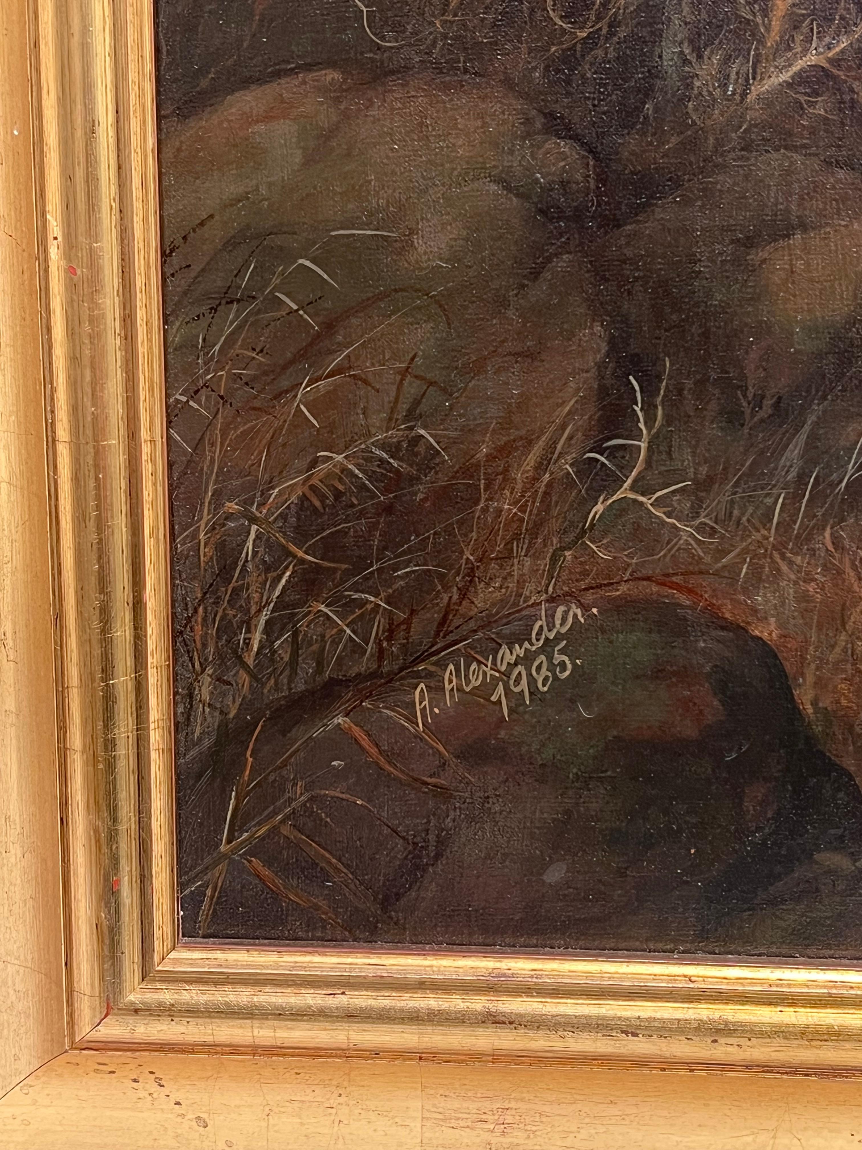 Gran cuadro al óleo British Sporting Art Country House Retrato de sabueso de caza en venta 3