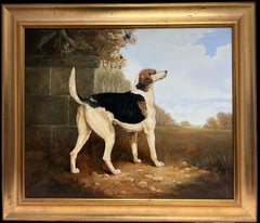 Gran cuadro al óleo British Sporting Art Country House Retrato de sabueso de caza