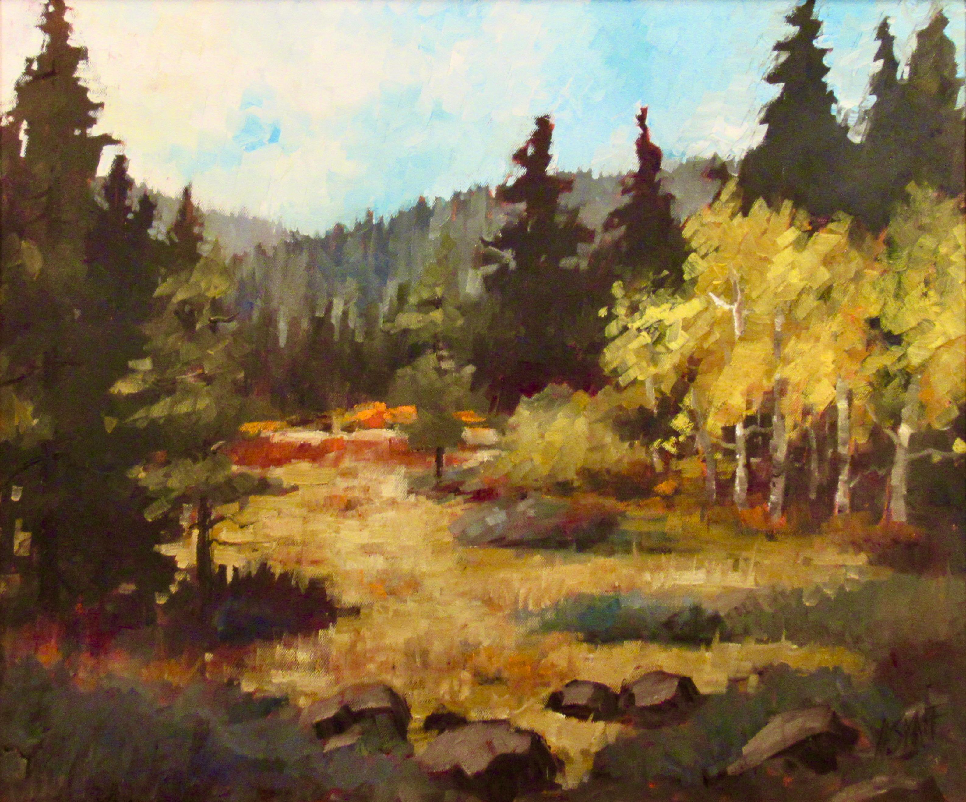Der Herbst im Canyon (Lake Tahoe) – Painting von Andrew (Andy) Skaff