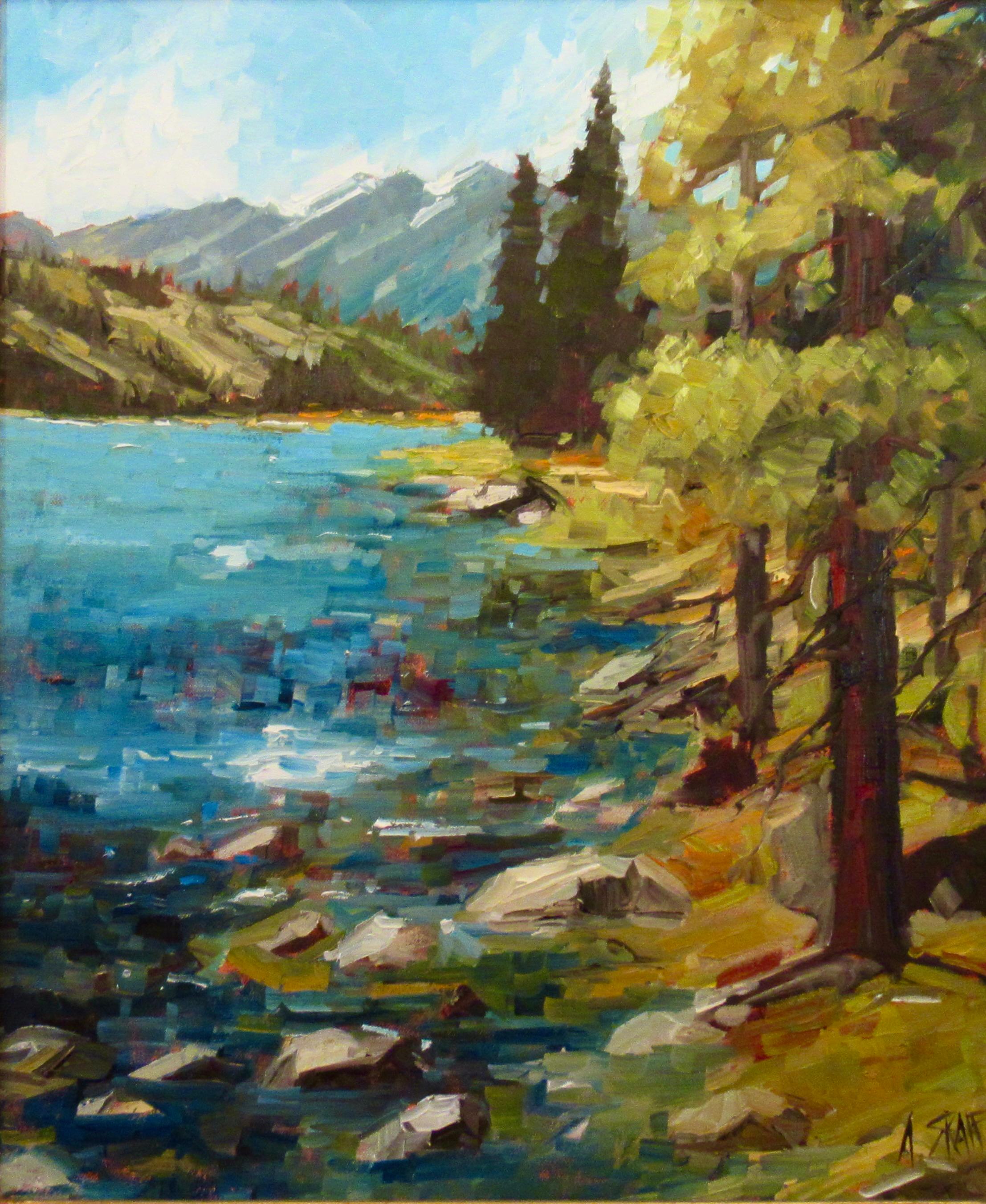 Verano de hojas caídas (Lago Tahoe) - Painting de Andrew (Andy) Skaff