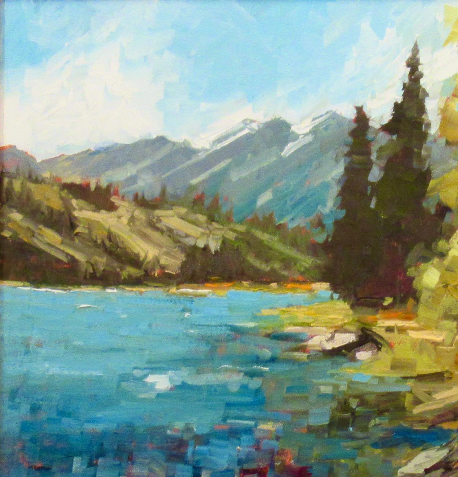 Verano de hojas caídas (Lago Tahoe) - Landscape Painting Negro de Andrew (Andy) Skaff