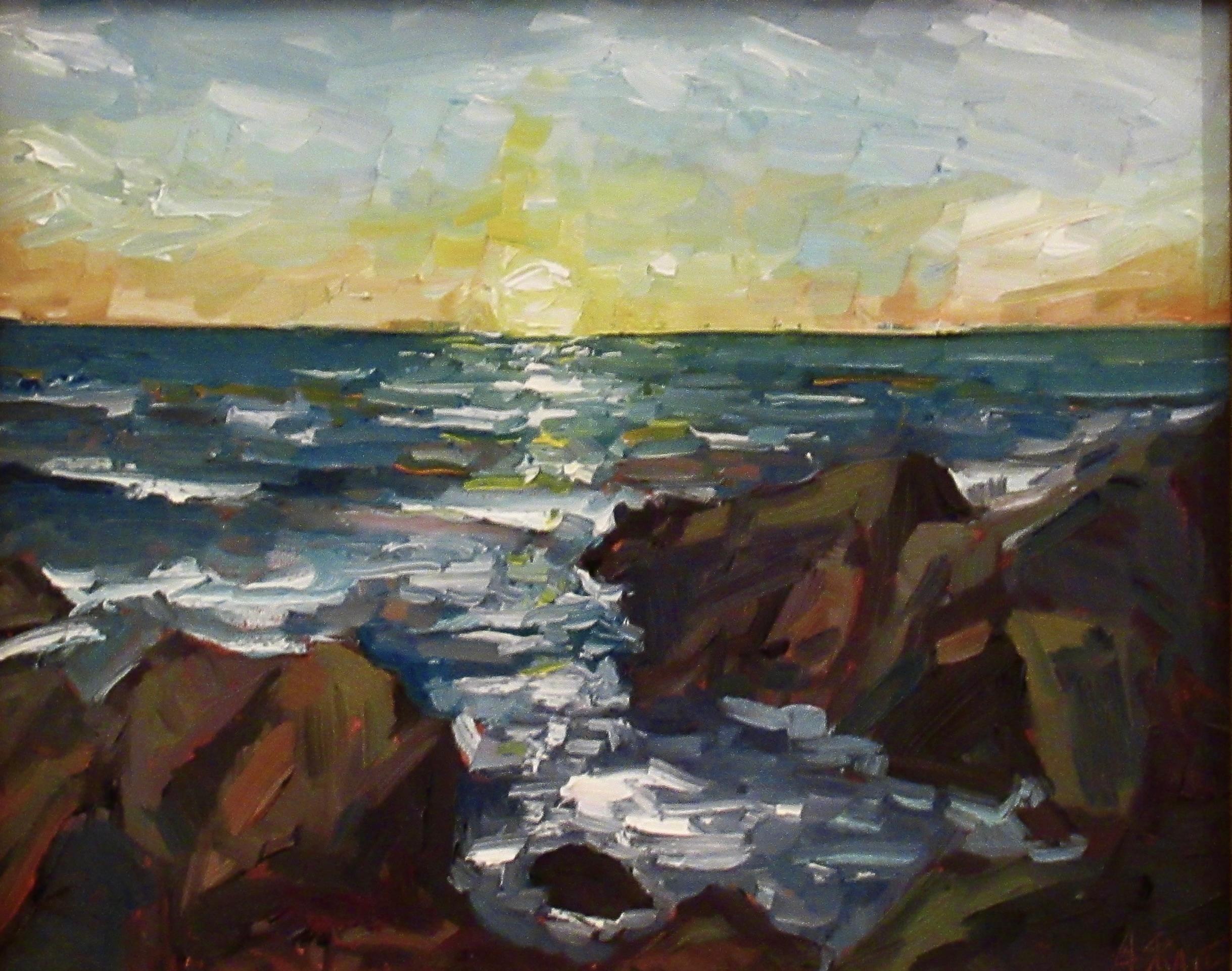 Pazifischer Sonnenuntergang – Painting von Andrew (Andy) Skaff