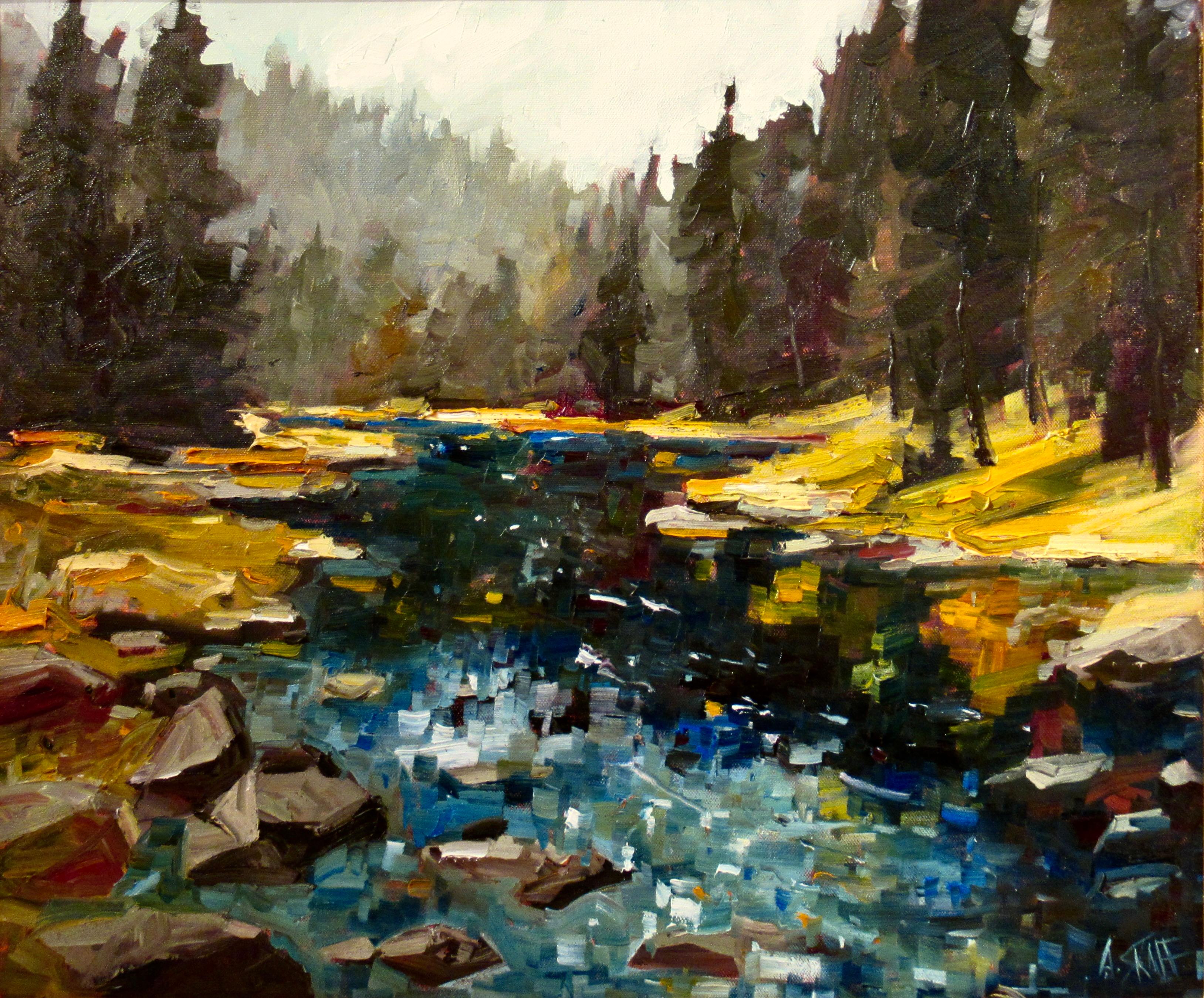 River Colors V (Lake Tahoe) - Painting by Andrew (Andy) Skaff