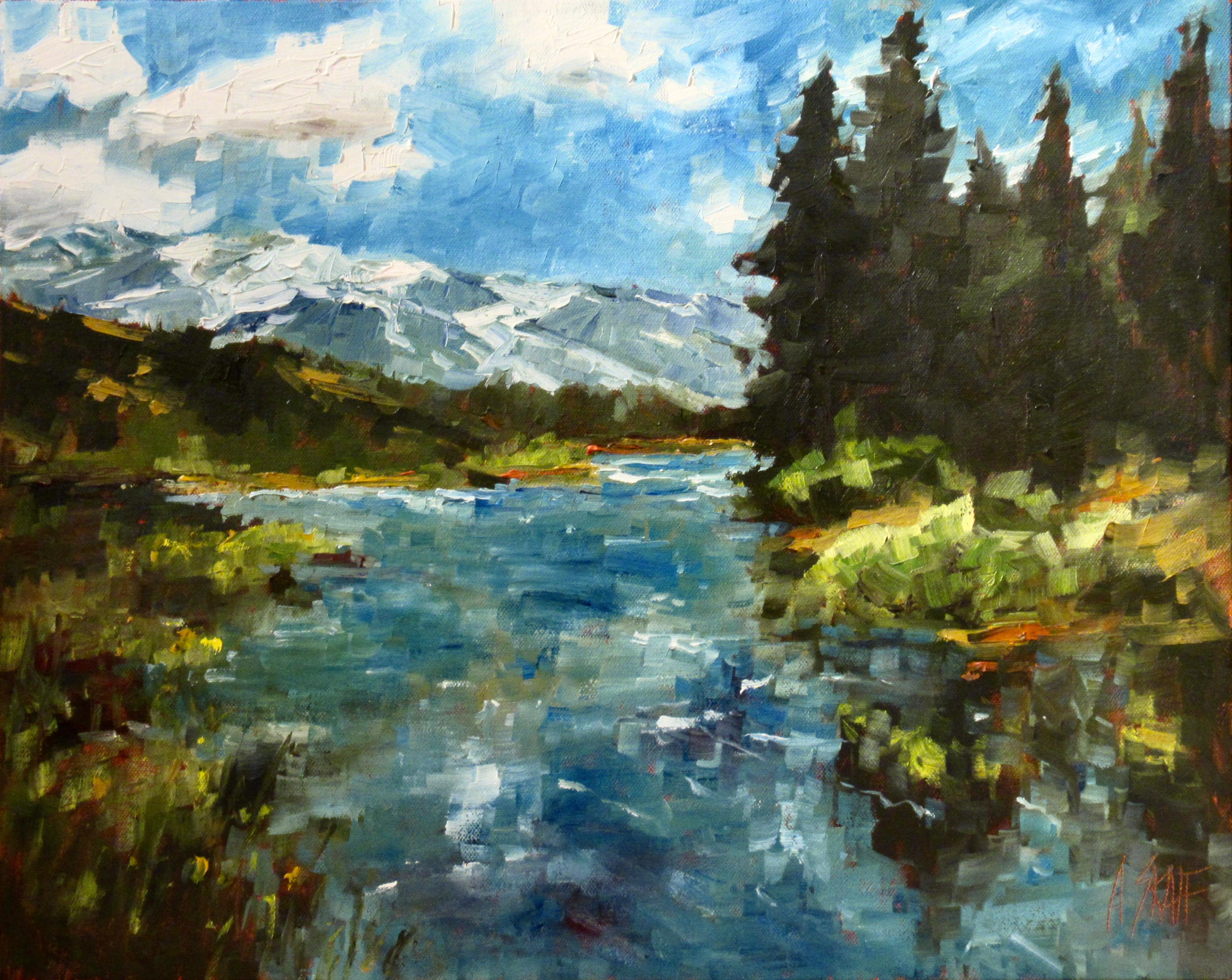 Spring Flow on the Little Truckee - Painting by Andrew (Andy) Skaff