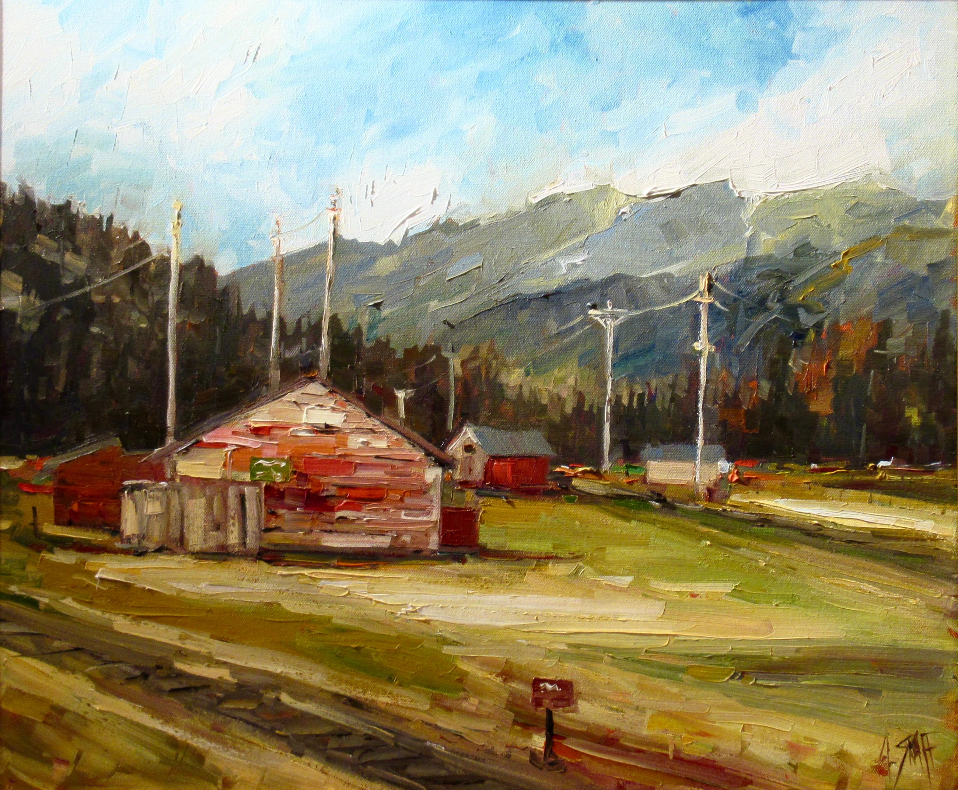 Truckee Rail Yard II – Painting von Andrew (Andy) Skaff