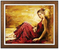 Andrew Atroshenko Large Original Painting On Canvas Female Portrait Signed Art