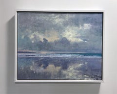 Low tide, Gwithian, Original Oil Painting, Coastal Cornwall art, Sea reflection