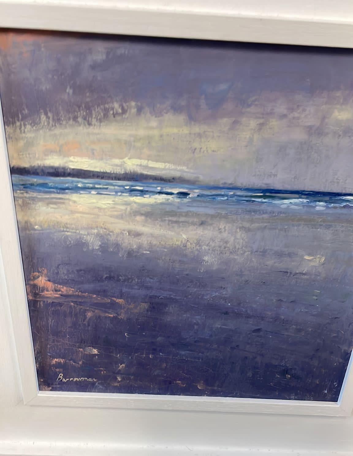 Original oil painting of St Ives viewed across St Ives Bay at last light from Gwithian Beach in Cornwall. Oils on board - Framed in a clean white tray style moulding.

Additional information:
Andrew Barrowman
St Ives from Gwithian, last light