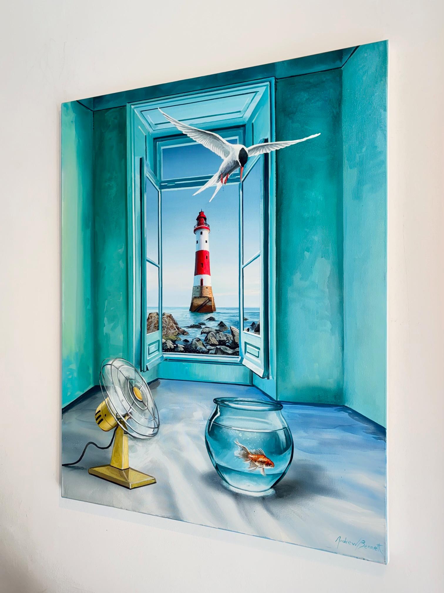 This exceptional artwork is currently on display and available for sale at Signet Contemporary Art Gallery and online.

Andrew Bennett’s Coastal Patrol is a strikingly surreal composition that seamlessly blends reality with the whimsical. The
