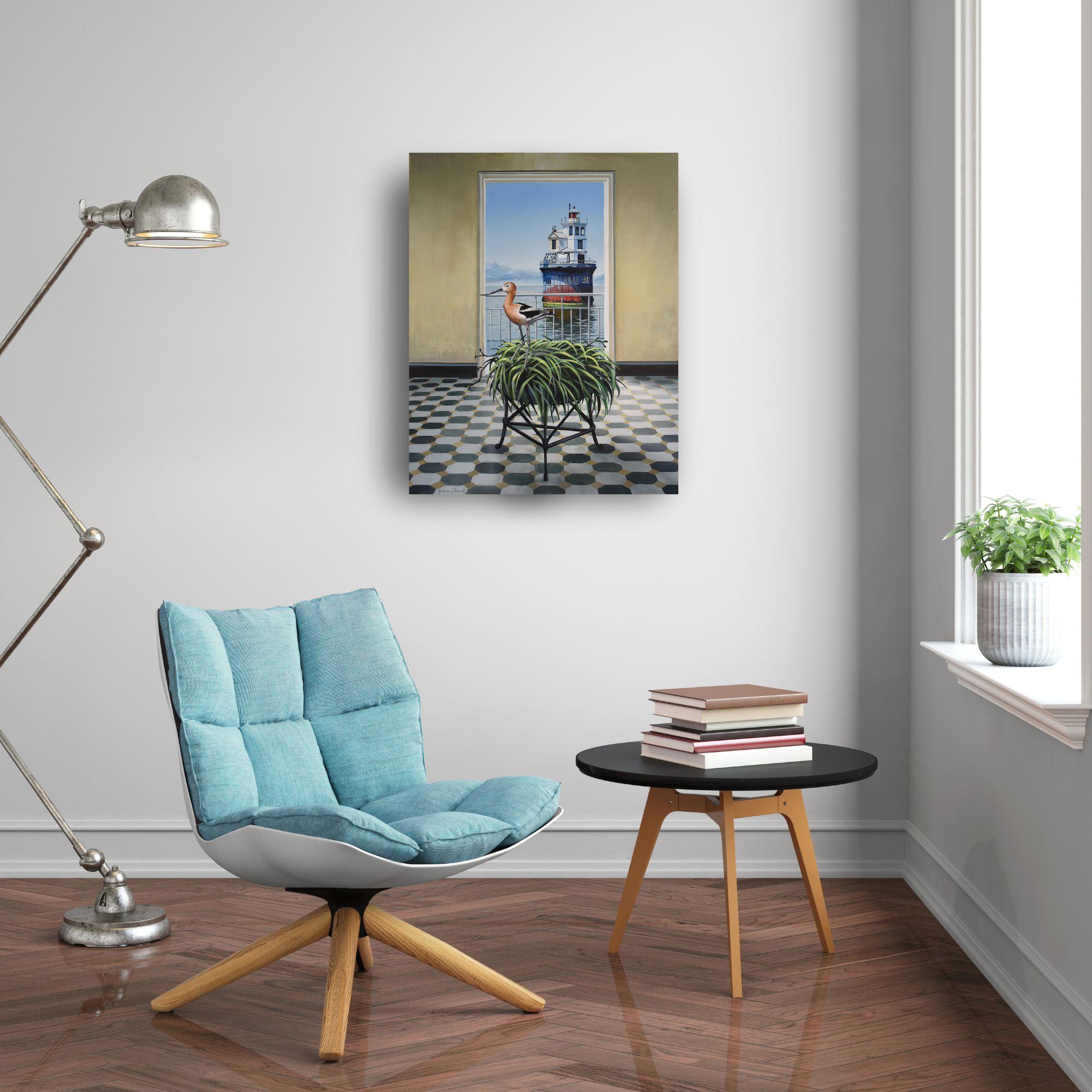 Fourteen Foot Bank - original surrealist impressionism painting-contemporary art - Painting by Andrew Bennett