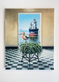 Fourteen Foot Bank - peinture impressionniste surréaliste originale-art contemporain