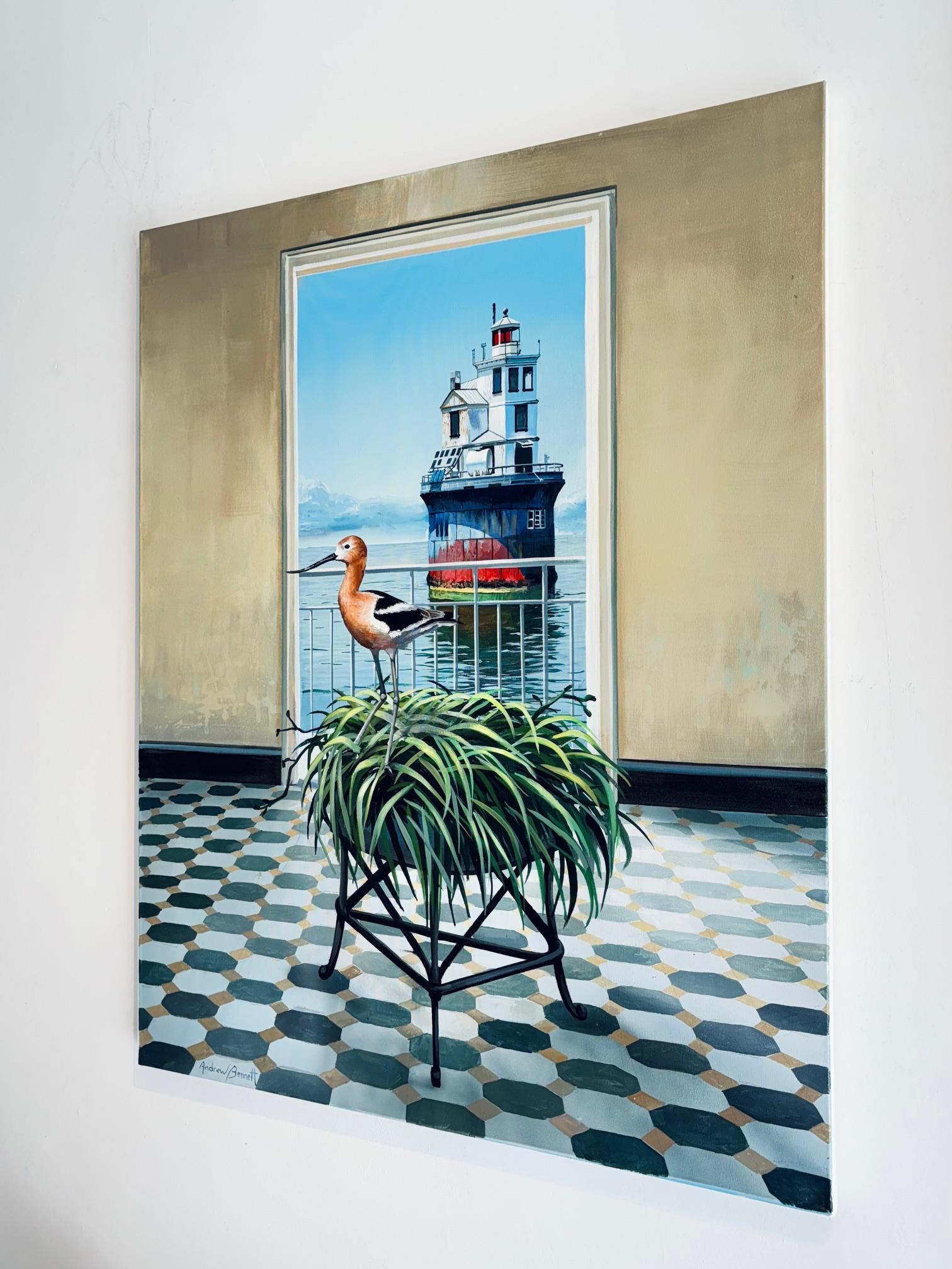 Fourteen Foot Bank - original surrealist impressionism painting-contemporary art - Realist Painting by Andrew Bennett