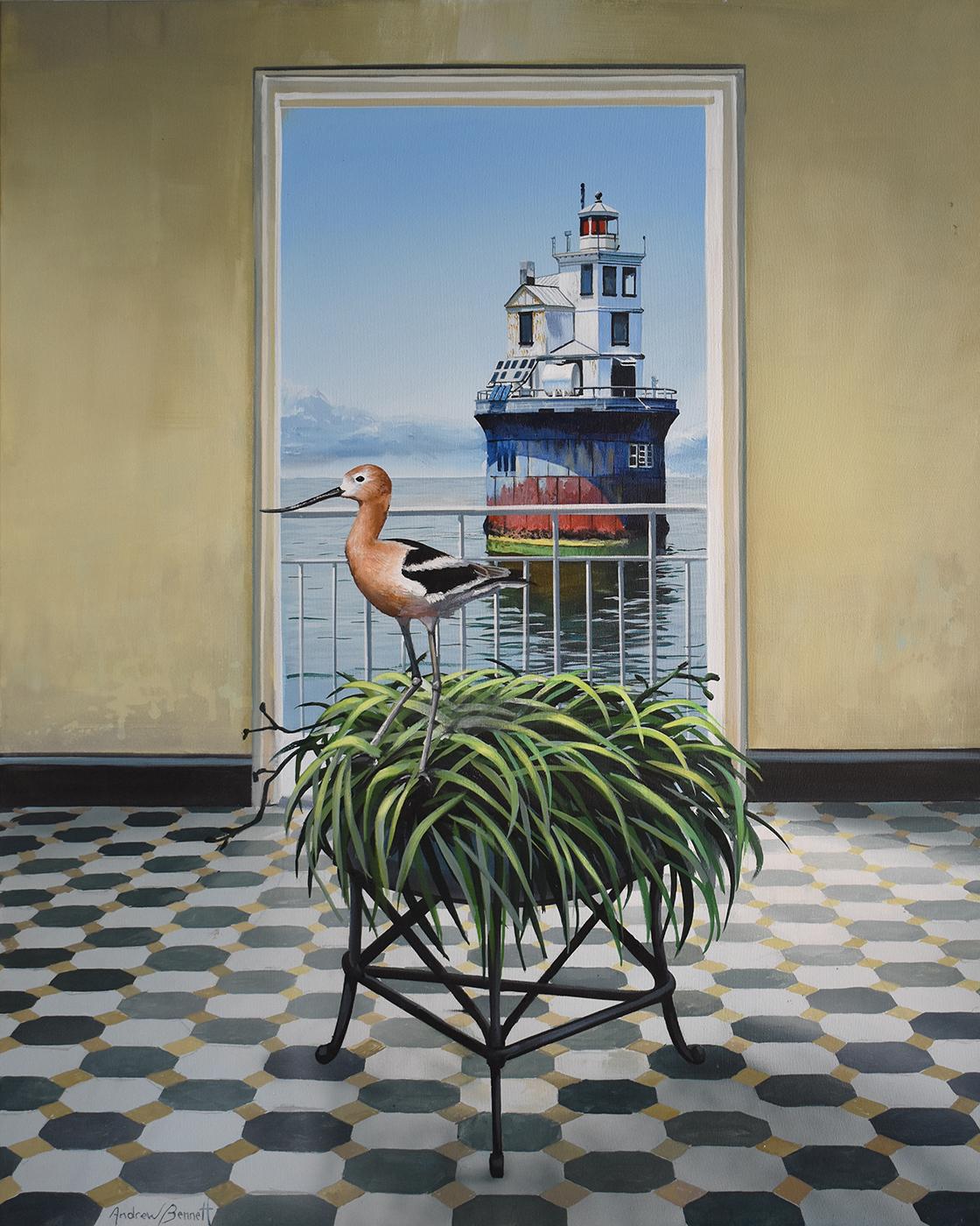 Fourteen Foot Bank - quadro originale dell'impressionismo surrealista - arte contemporanea