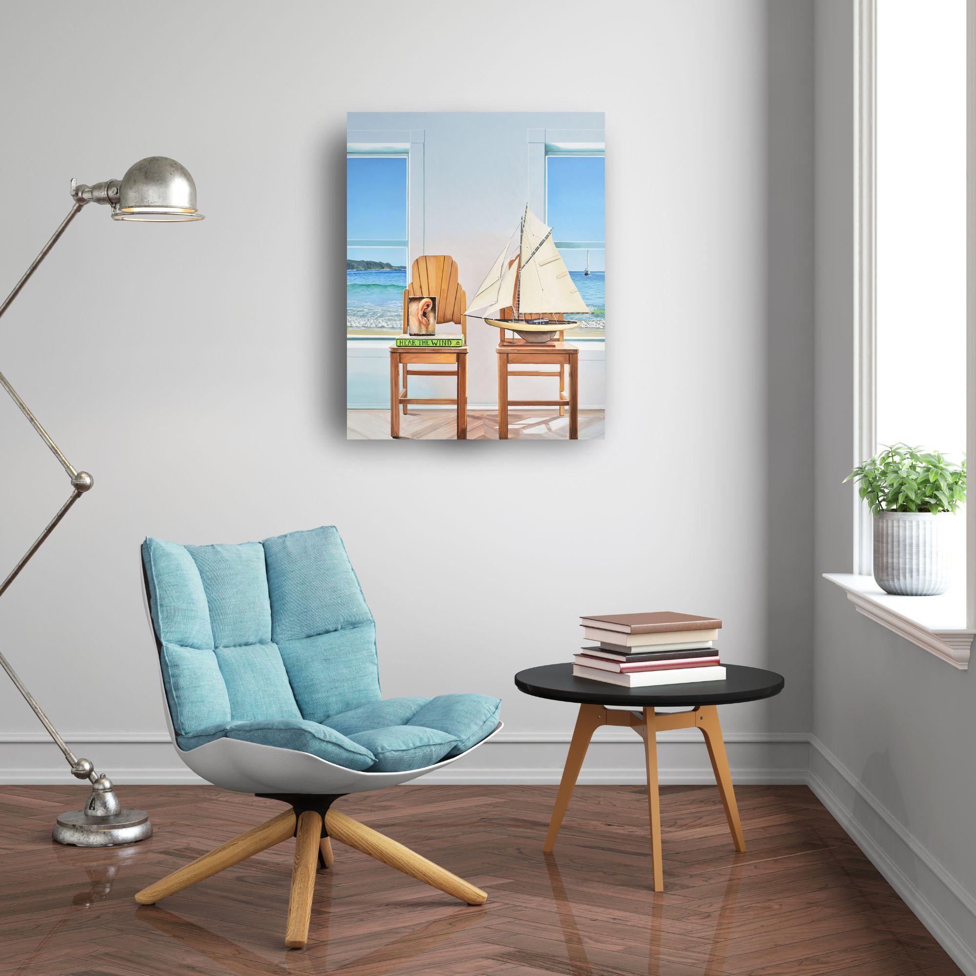 Hear the Wind - original surrealist realism painting-contemporary art - Realist Art by Andrew Bennett