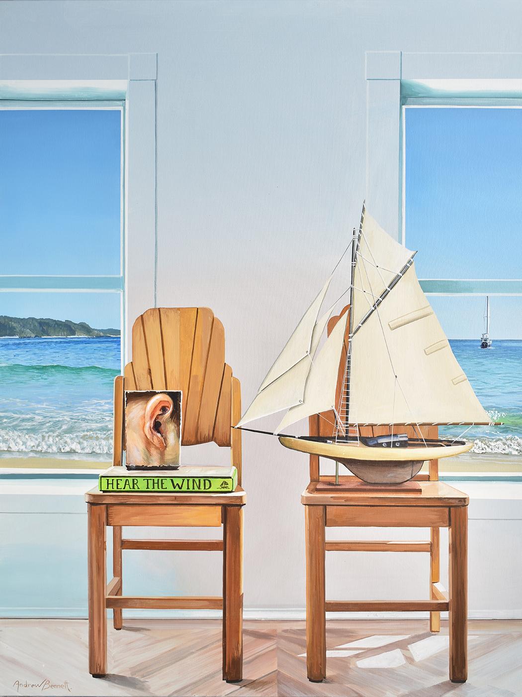 Hear the Wind - original surrealist realism painting-contemporary art