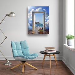 Memoria de un día, El Faro- pintura surrealista original - arte contemporáneo