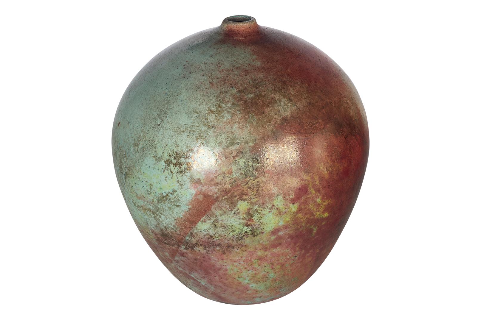Andrew Berends Raku Art Pottery Vase In Good Condition For Sale In Dallas, TX