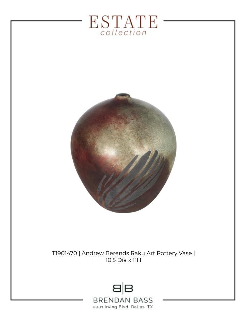 Andrew Berends Raku Art Pottery Vase For Sale 3