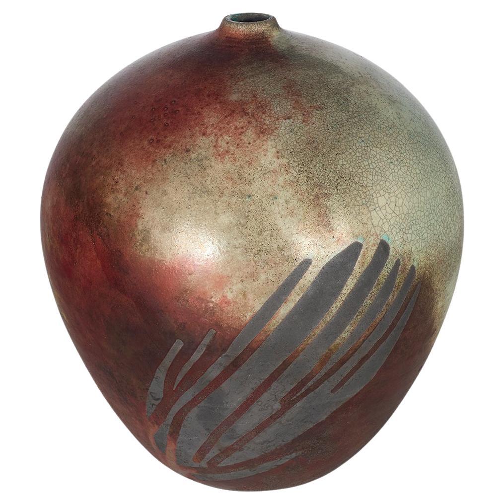 Andrew Berends Raku Art Pottery Vase For Sale