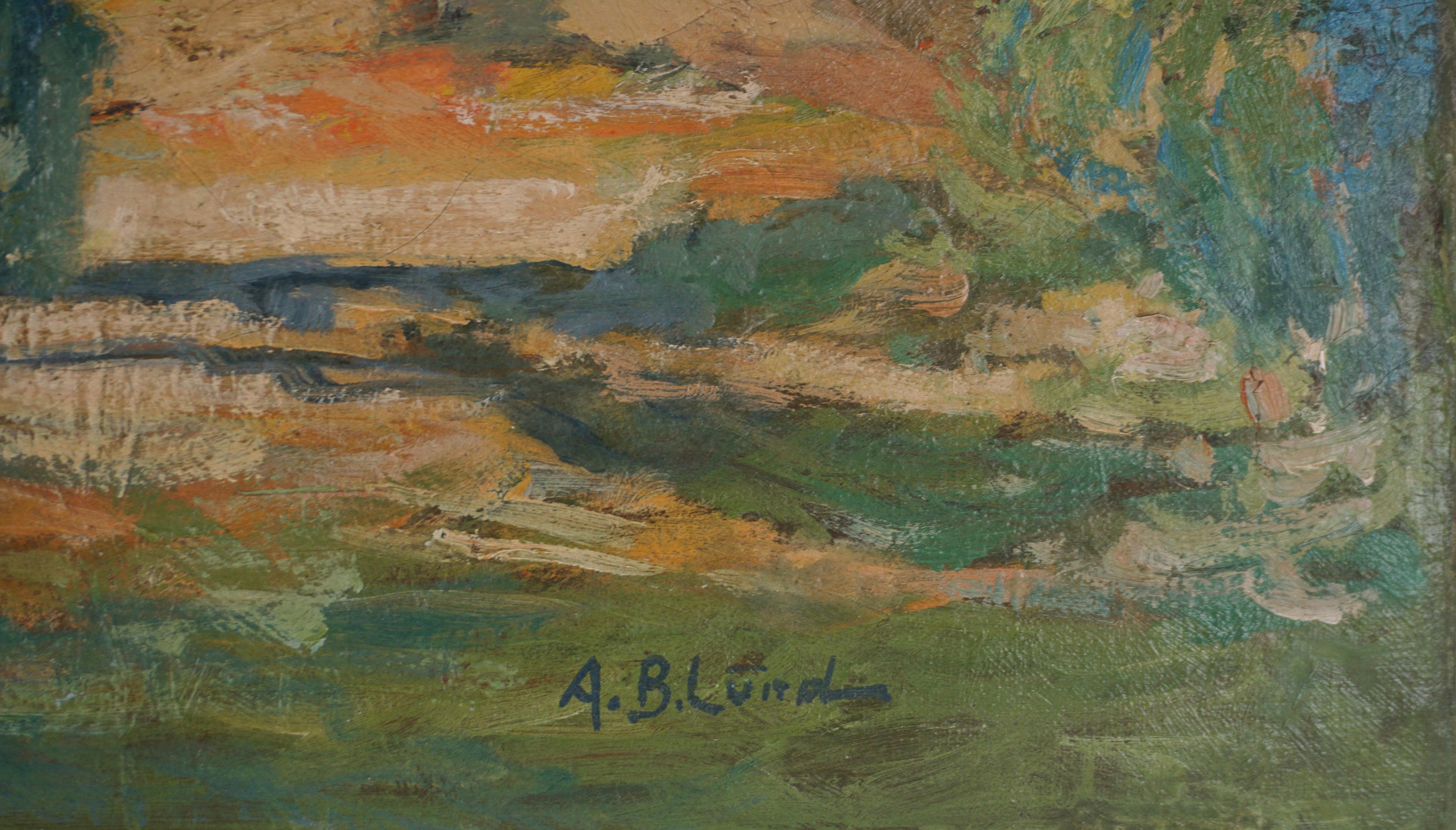 Early 20th Century Original Southern California Landscape -- Eucalyptus Grove - Gray Landscape Painting by Andrew Boardo Lund