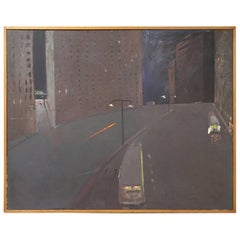 Andrew Browne Massive Oil on Canvas, Cityscape at Night