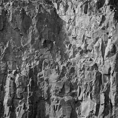 Rockface 25: Square Black & White Photograph of Graphic Jagged Rock Cliff