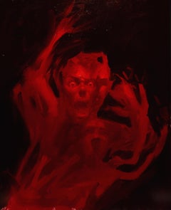 "El fantasma" (2024) de Andrew Andrews, pintura original al óleo con retrato