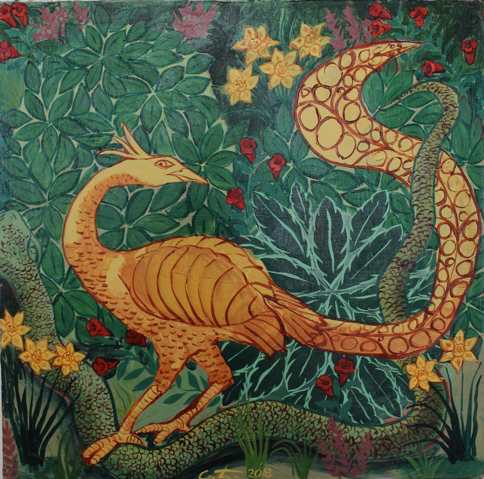 Andrew Catanese Animal Painting - The Phoenix and the Snake