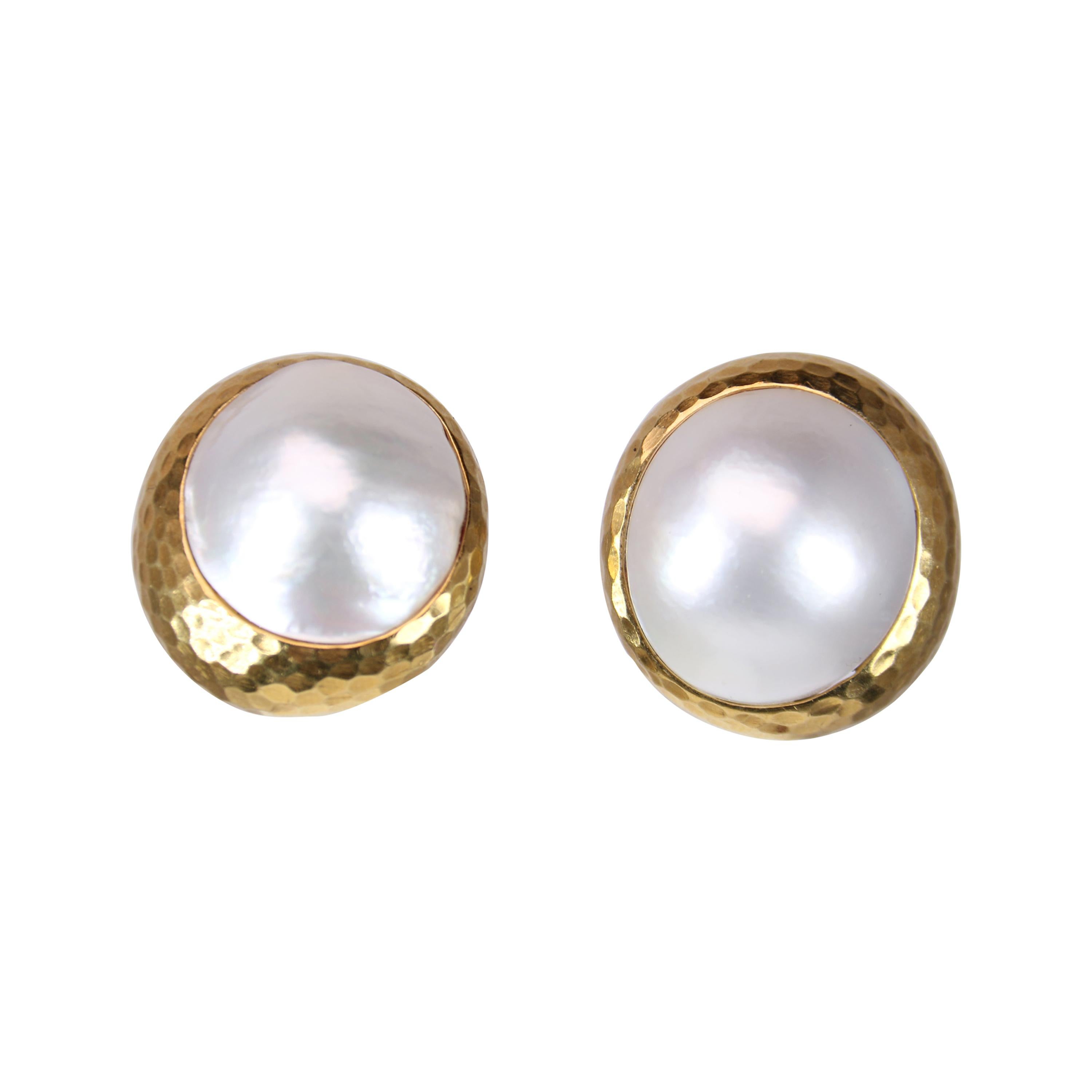 Andrew Clunn 18k Gold Mabe Pearl Clip-On