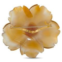 Andrew Clunn Spilla a fiore in oro giallo 18 carati con agata e corniola AC24-022326