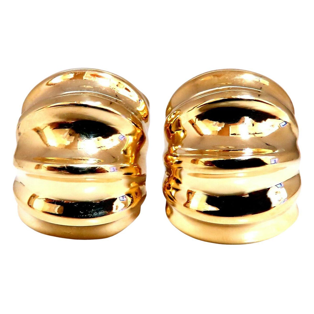 Pre-owned Andrew Clunn 18kt Gold Clip Earrings Watermelon Classic* In Multiple