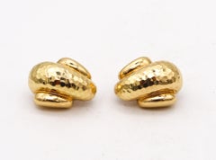 Andrew Clunn 1970 Clips On Earrings In Solid Hammered 18Kt Yellow Gold