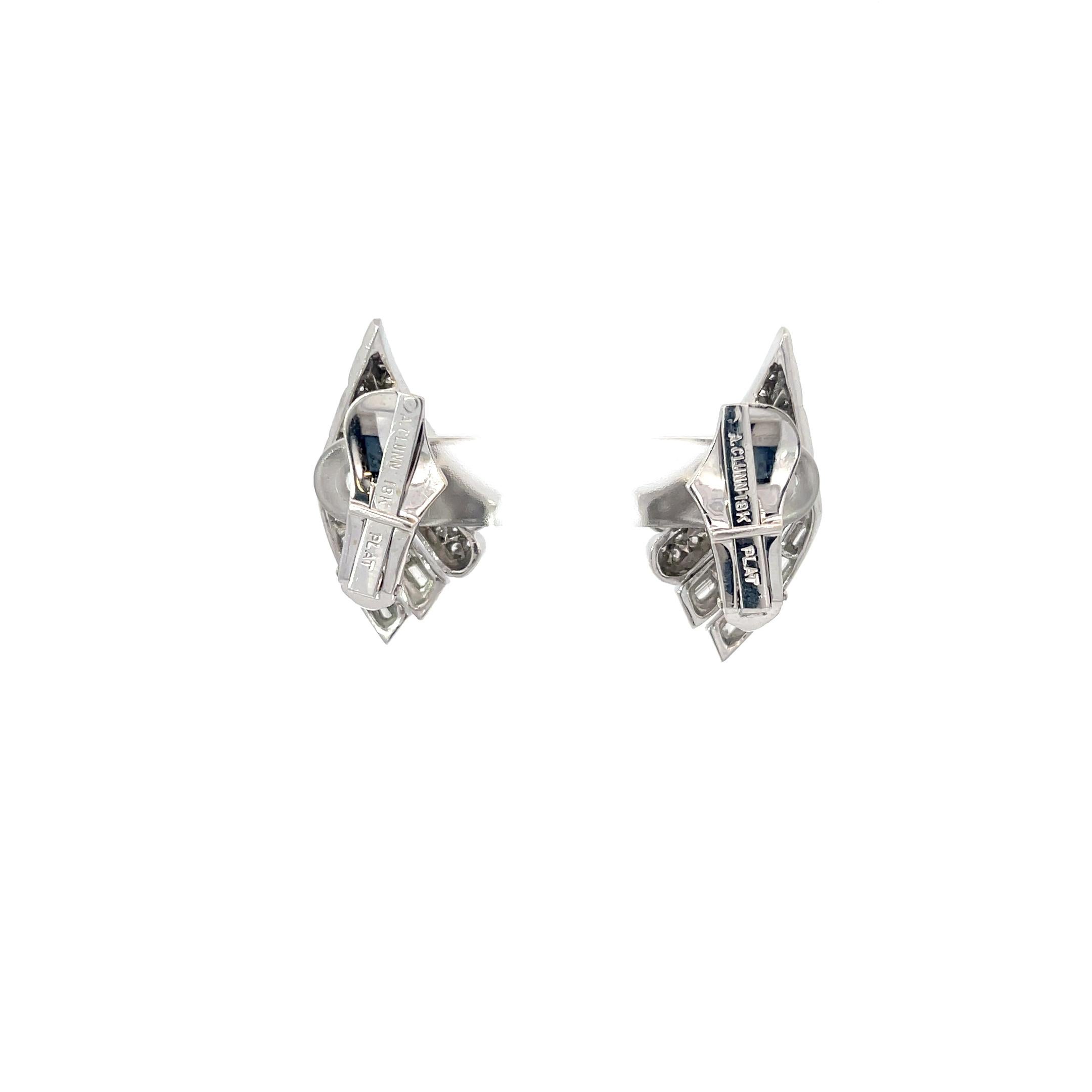 Andrew Clunn 3ctw Diamond Earrings Platinum In Good Condition For Sale In Dallas, TX