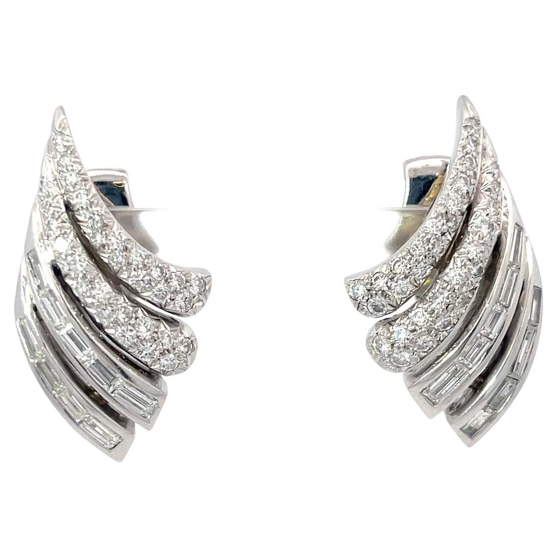 Andrew Clunns Boucles d'oreilles en diamant 3ctw Platine en vente