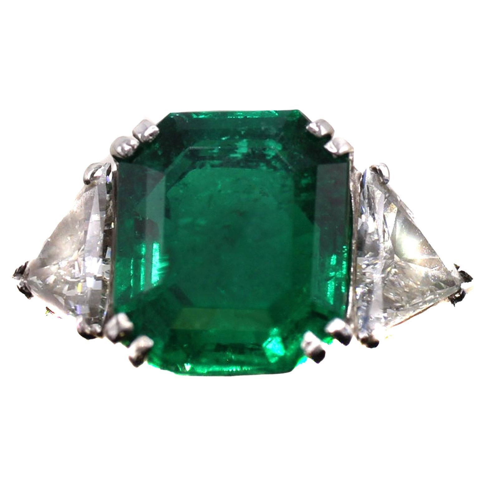 Andrew Clunn 4.48 Carat Colombian Emerald Diamond Platinum Ring  For Sale
