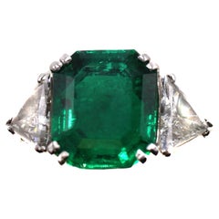 Andrew Clunn 4.48 Carat Colombian Emerald Diamond Platinum Ring 