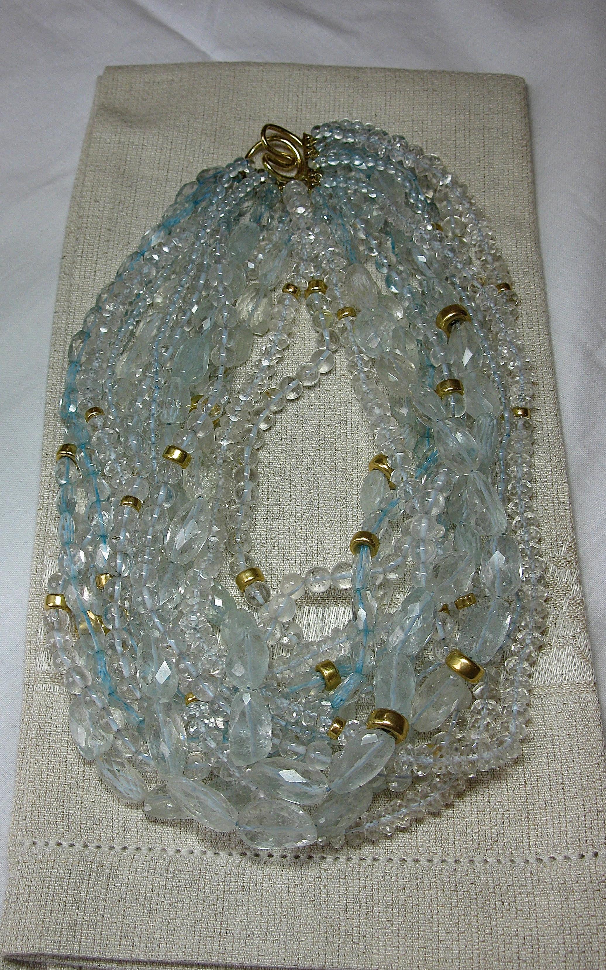 Andrew Clunn Blue Topaz Torsade Necklace 18 Karat Gold 1