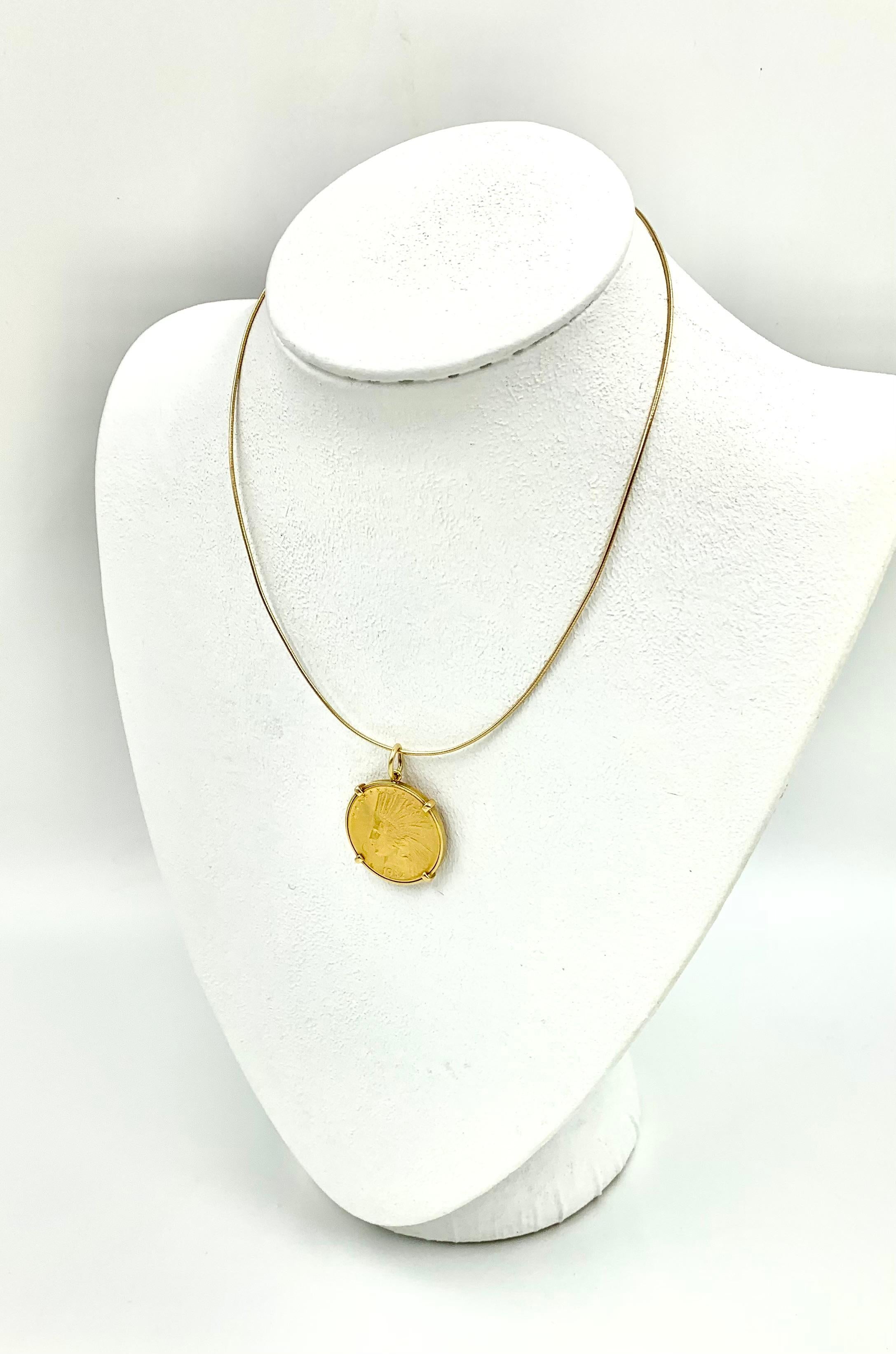 Andrew Clunn Classic Indian Eagle Ten Dollar 22K Gold Coin 18K Gold Pendant 3