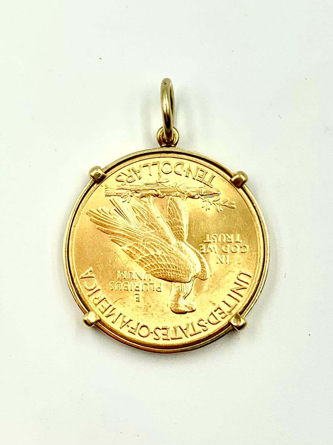 Andrew Clunn Classic Indian Eagle Ten Dollar 22K Gold Coin 18K Gold Pendant 5