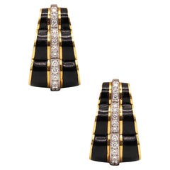 Pendientes esmaltados Andrew Clunn de oro de 18 quilates y platino con diamantes de 1,28 quilates