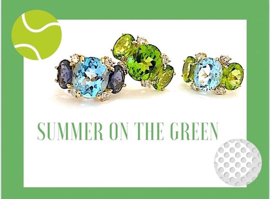 Andrew Clunn Gorgeous Peridot Aquamarine Gold Platinum Ring For Sale 2