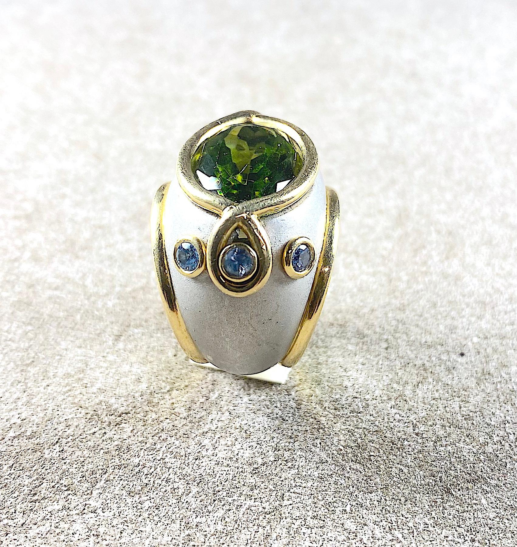 aquamarine and peridot ring