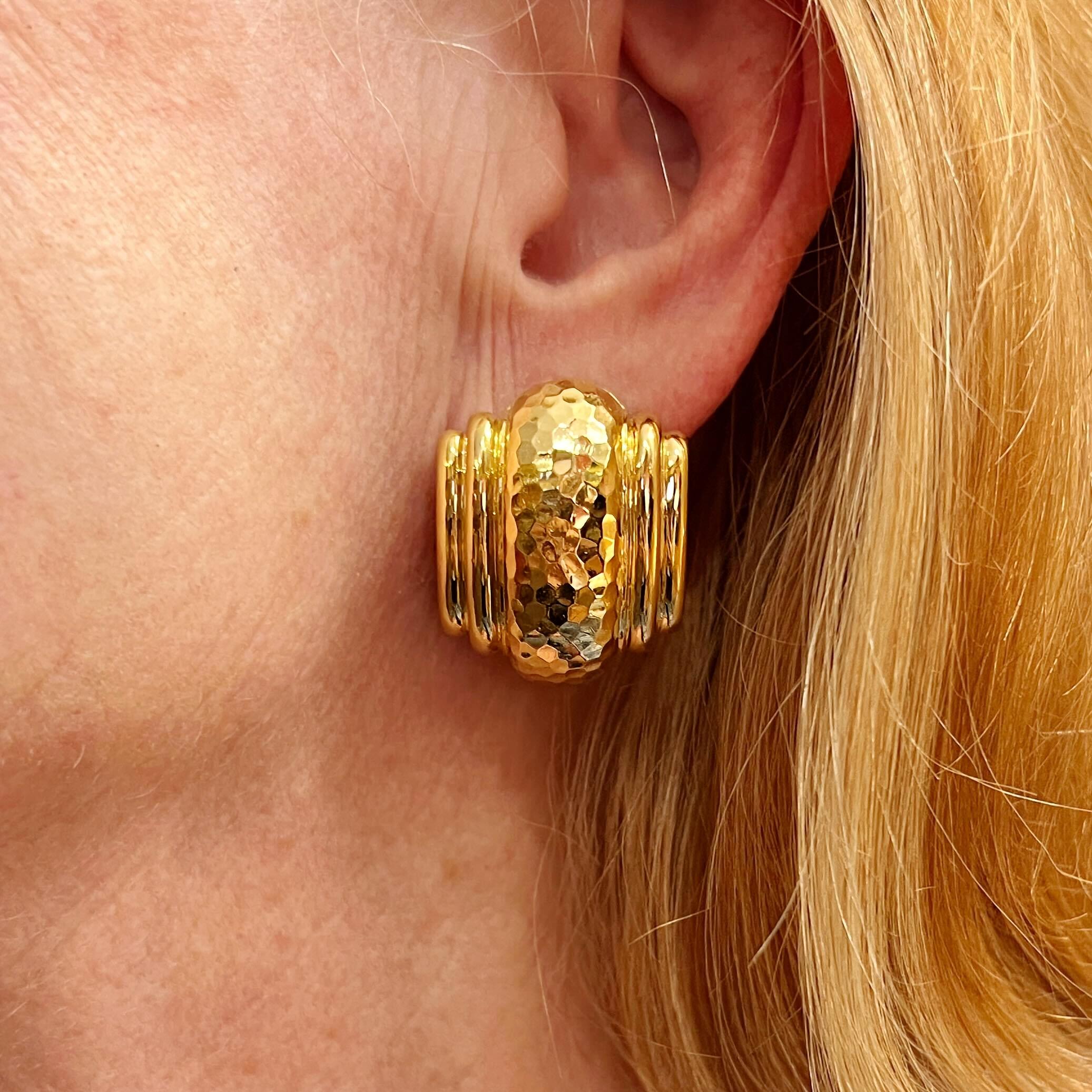 Women's ANDREW CLUNN Hammered Gold Earrings