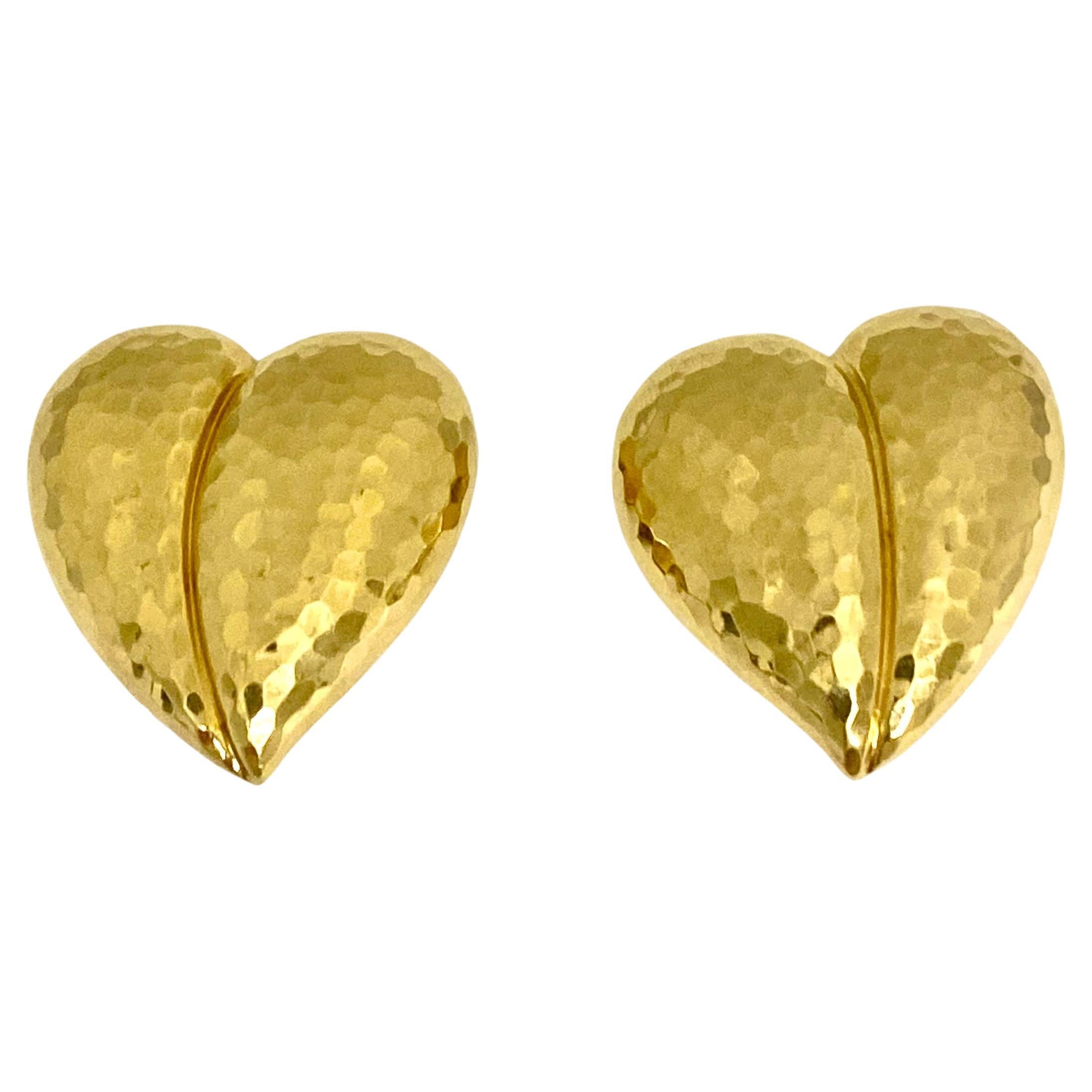 Andrew Clunn Heart Earrings Gold