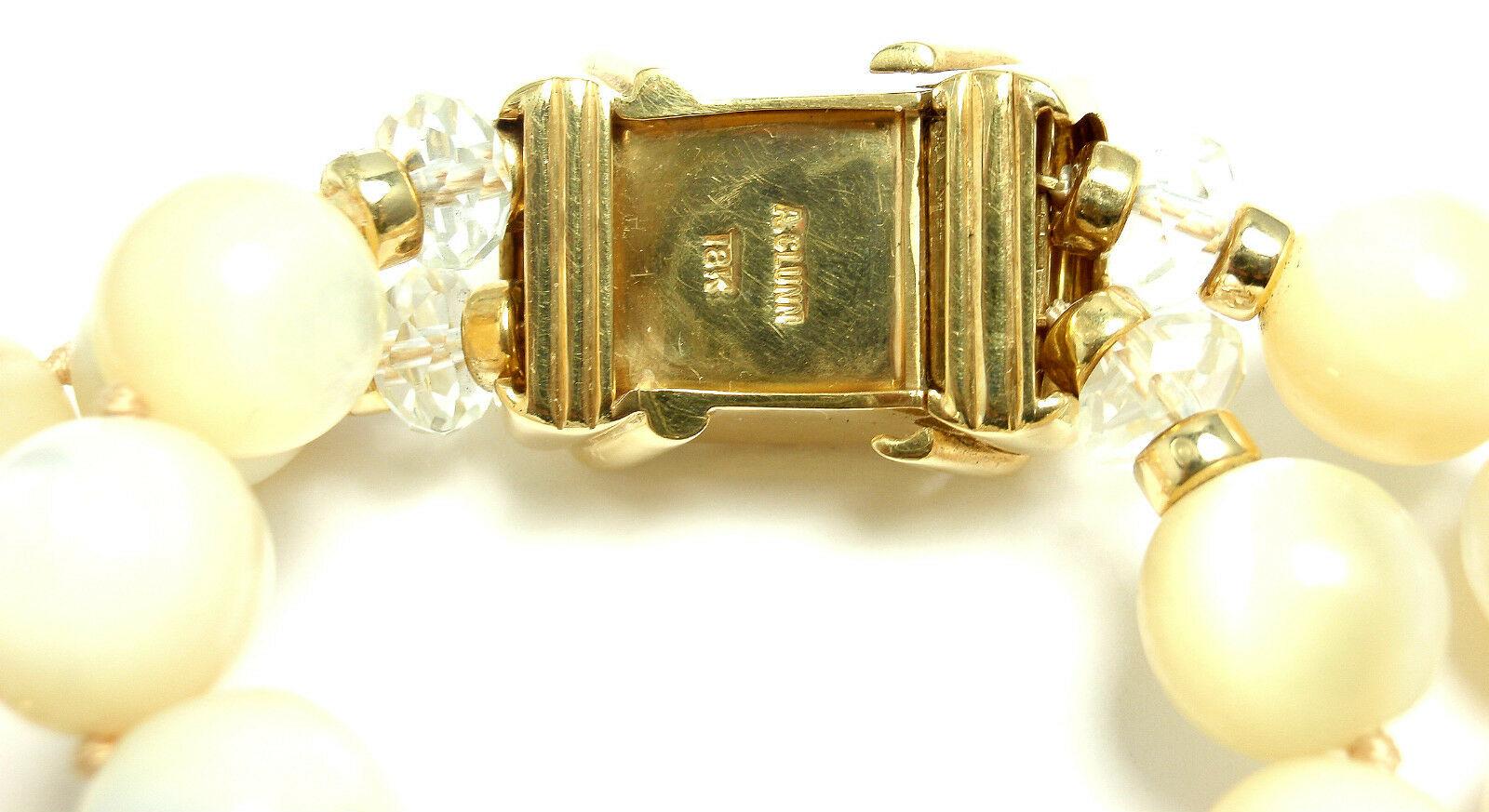 Andrew Clunn Mother of Pearl and Crystal Bead Yellow Gold Bracelet In Excellent Condition In Holland, PA