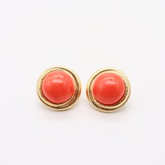 ANDREW CLUNN Statement Clips On Earrings In 18Kt Gold With Sardinian Red Coral