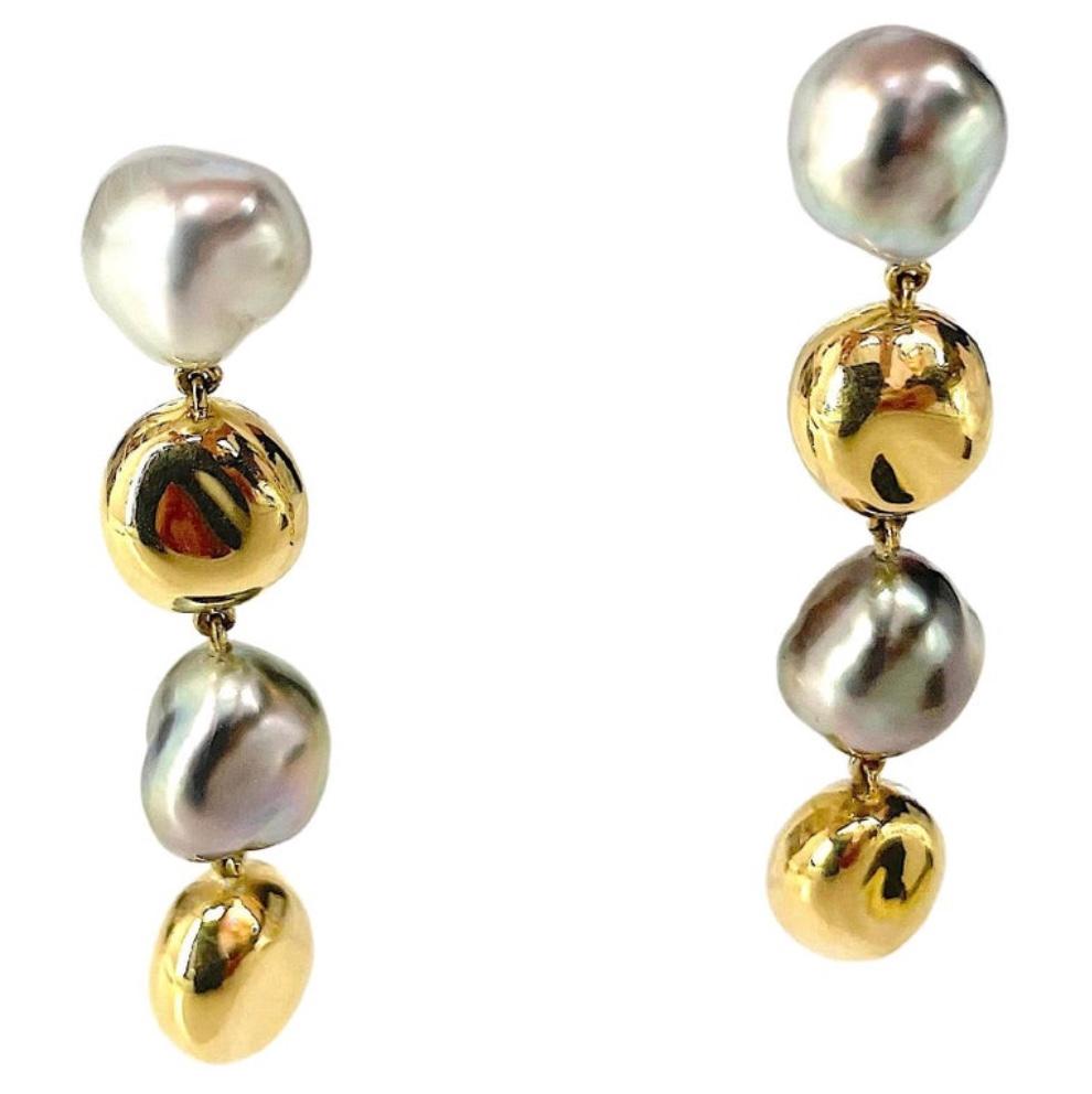 Andrew Clunn Three-Stone Drop Earring with Peridot Aquamarine  South Sea Pearl For Sale 10