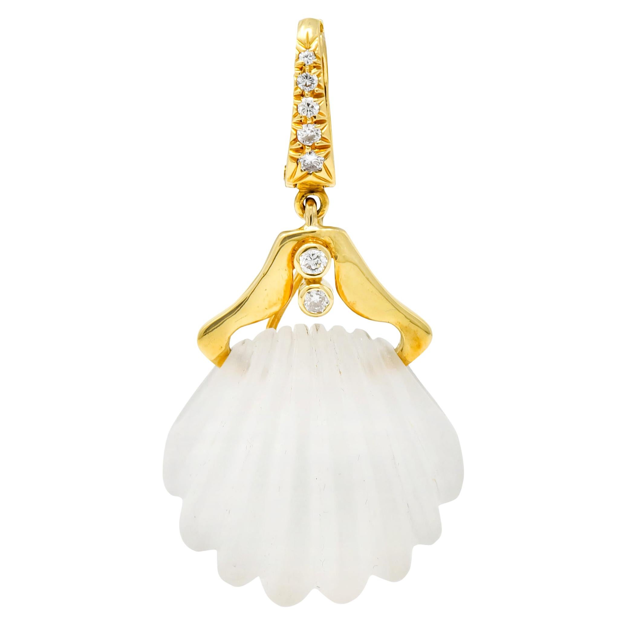 Andrew Clunn Vintage Diamond Rock Crystal 18 Karat Gold Shell Enhancer