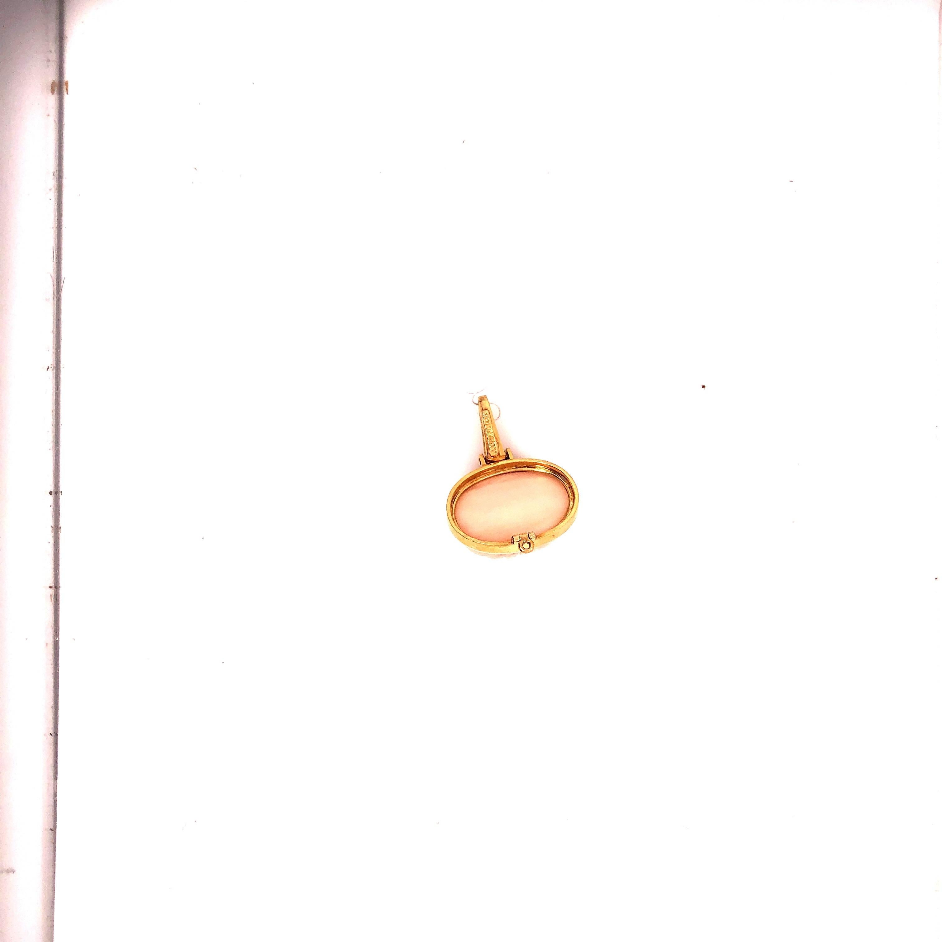Art Deco Andrew Clunn Yellow Gold Diamond and Carved Coral Earring and Pendant Set